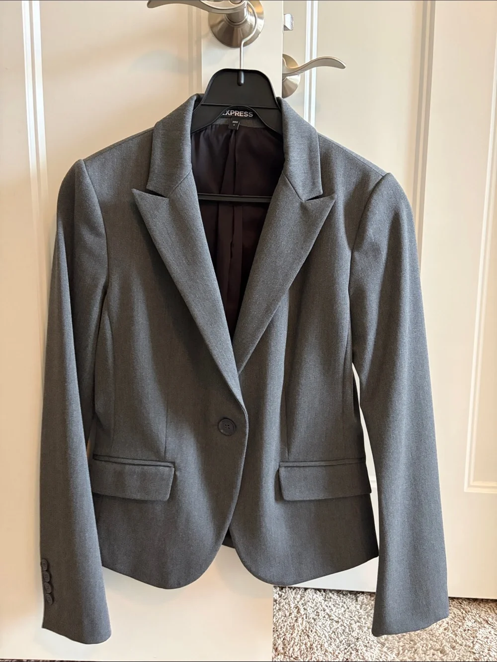 Express Gray Single-Button Tailored Blazer