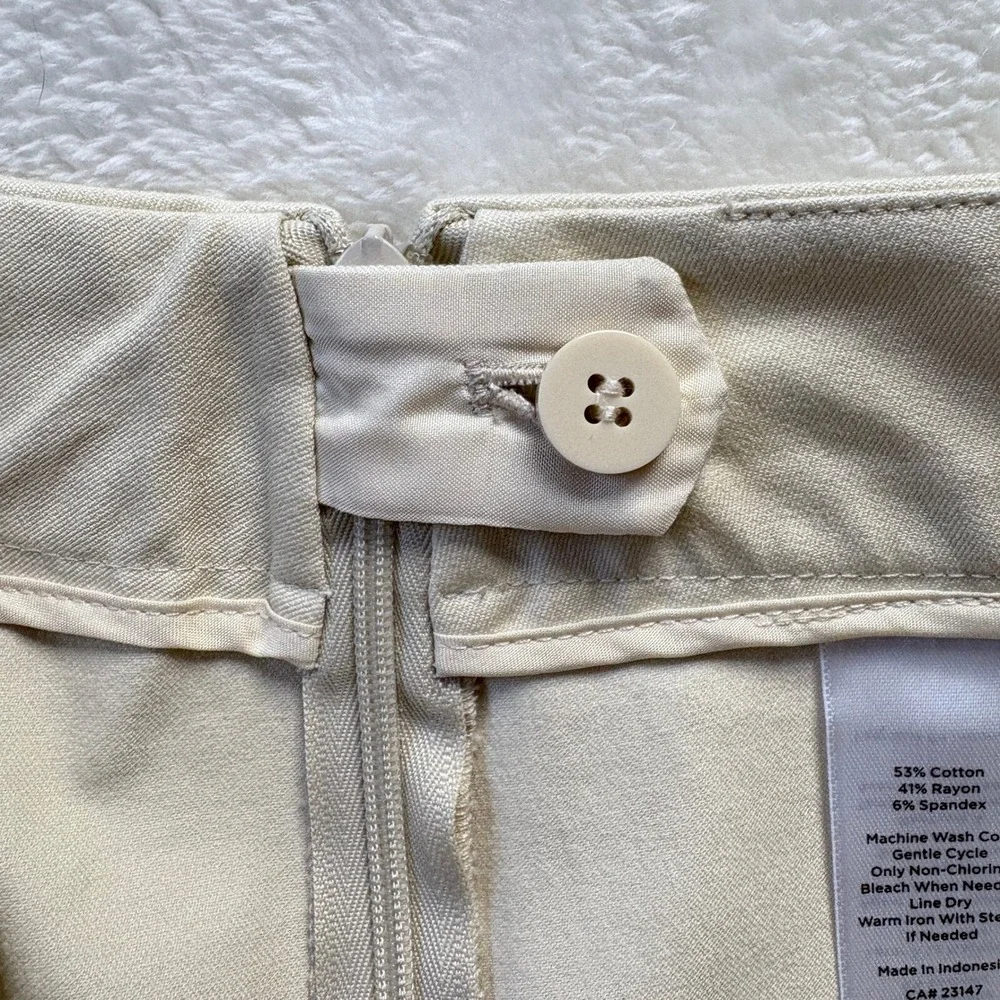 Talbots Chatham Ankle Pant Womens 12P Cream Excellent Side Zip Cotton Blend