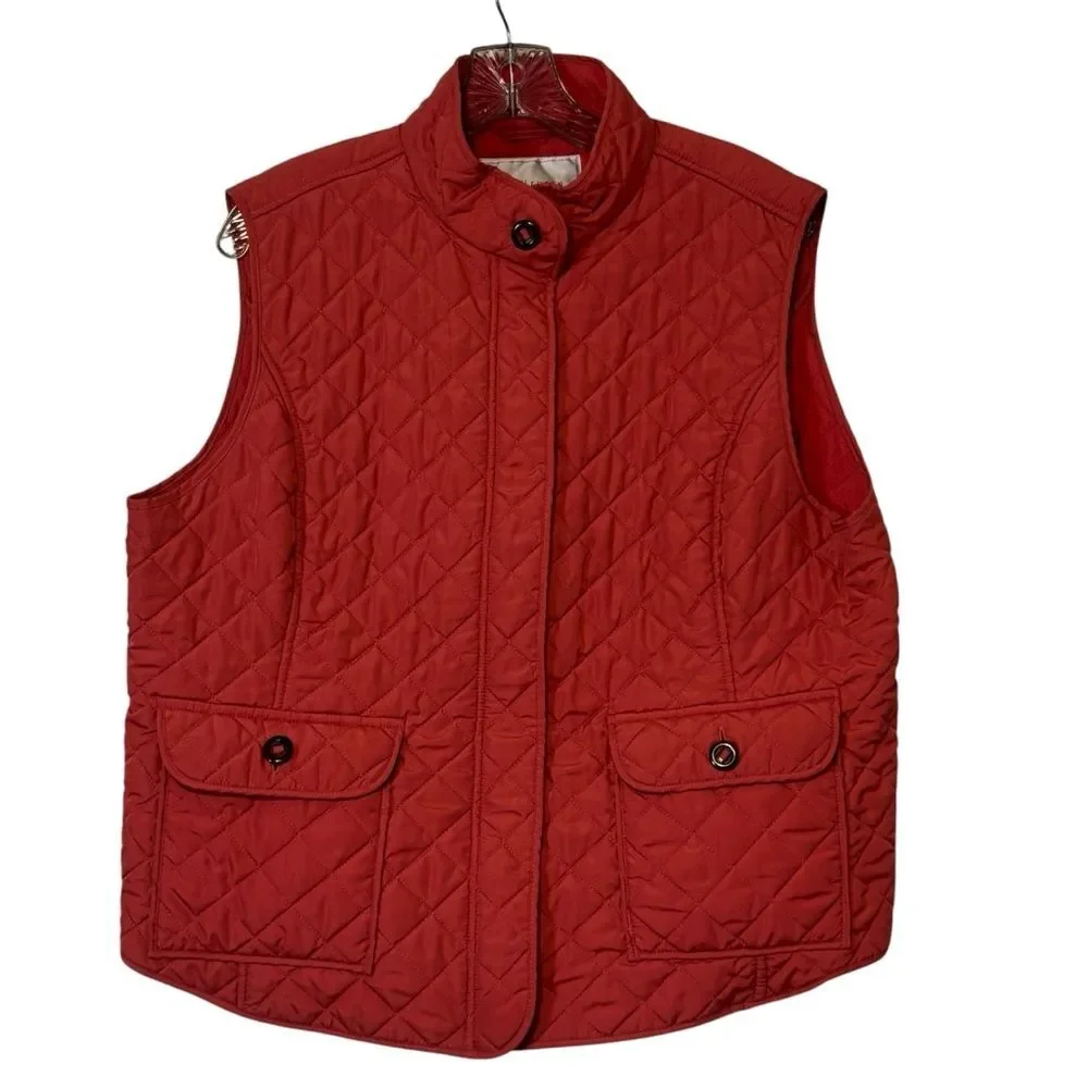 Van Heusen Zip Front Quilted Vest Coral Rose Size XL