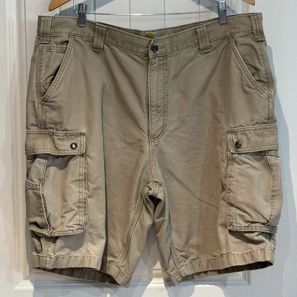 Carhartt Cargo Shorts Mens 42 Relaxed Fit Khaki Work Utility‎ Pocket Casual