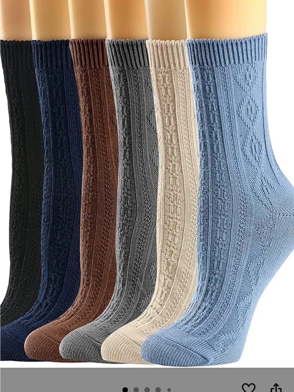 Women’s Classic Cable Knit Crew Socks - Multi Color Pack