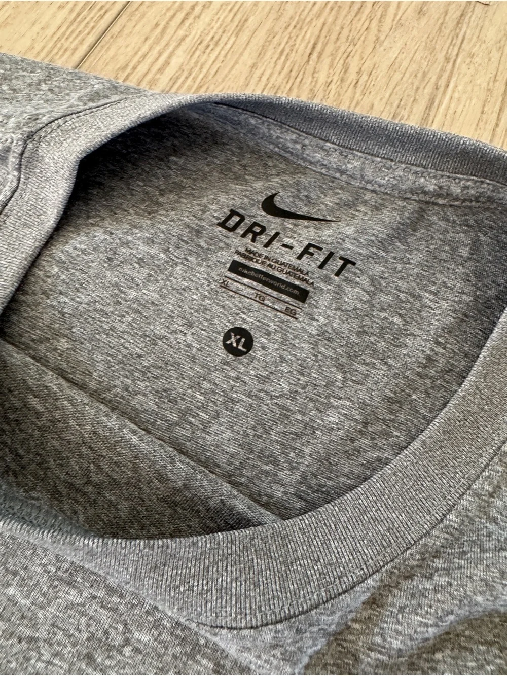 Nike Long Sleeve Dri-FIT Crew Shirt - Heather Gray with Black Swoosh