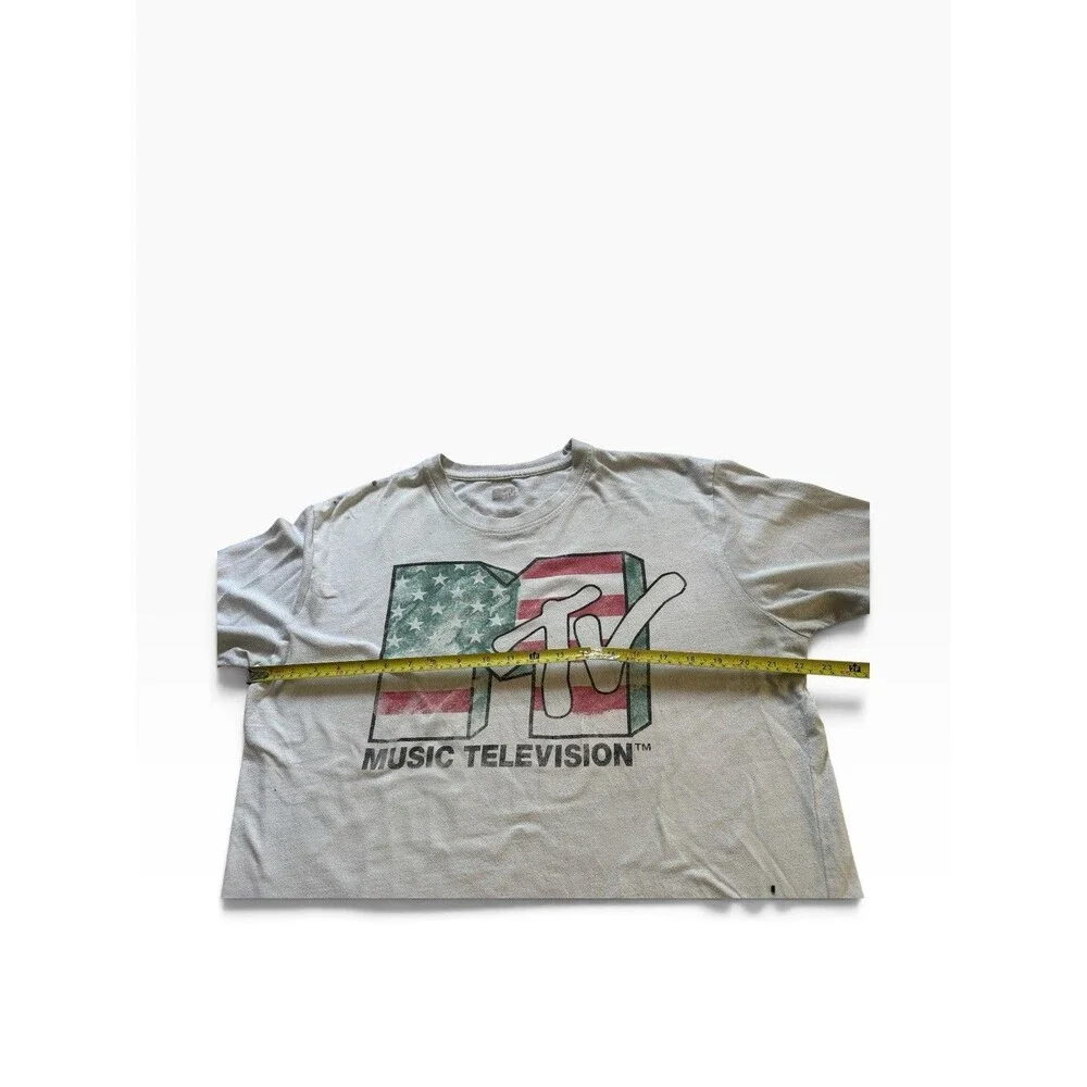 MTV Spring Break Y2K Flag Logo Tee Trashed Distressed South Beach Size Large