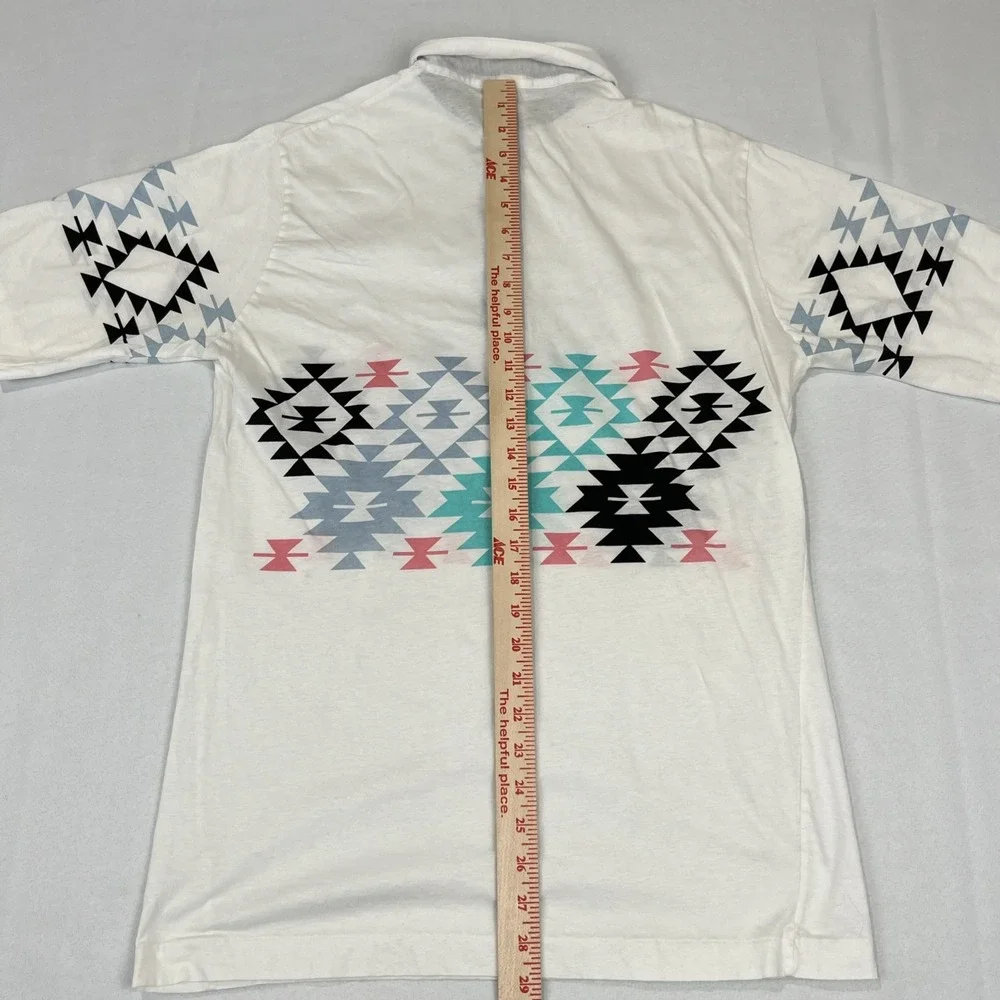 VINTAGE Antigua‎ Men Polo Shirt M Geometric Aztec Southwestern Single Stitch