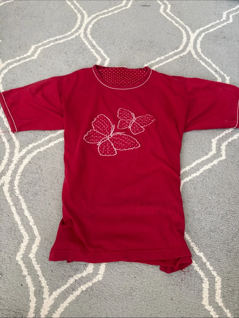 Bobbie Brooks Red Short Sleeve Tee with Butterfly Stitching