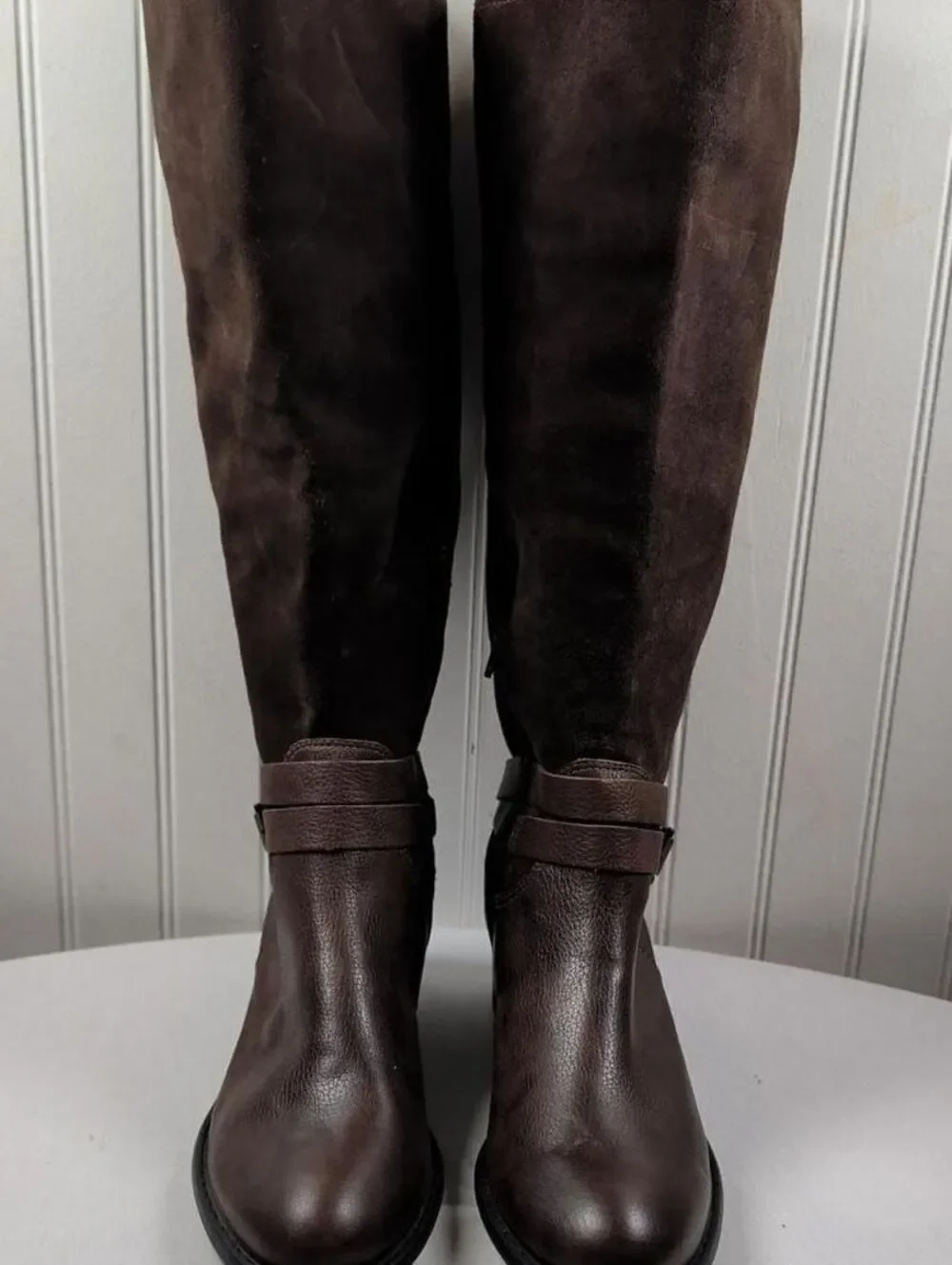 J. Jill Brown Leather & Suede Knee-High Riding Boot Size 6.5M Wide Calf