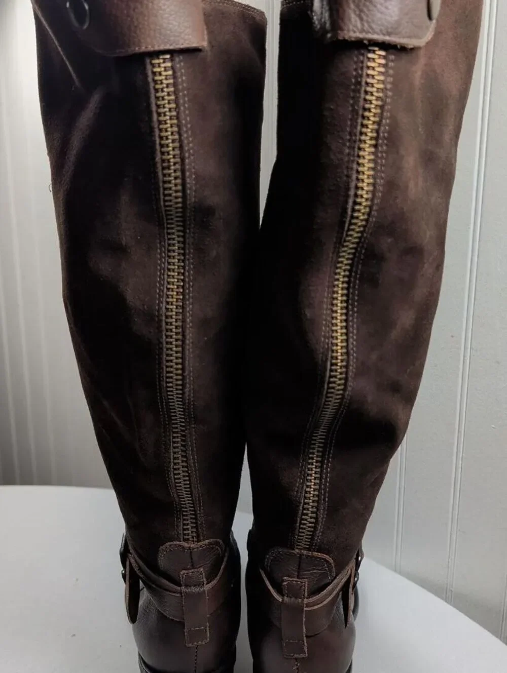 J. Jill Brown Leather & Suede Knee-High Riding Boot Size 6.5M Wide Calf