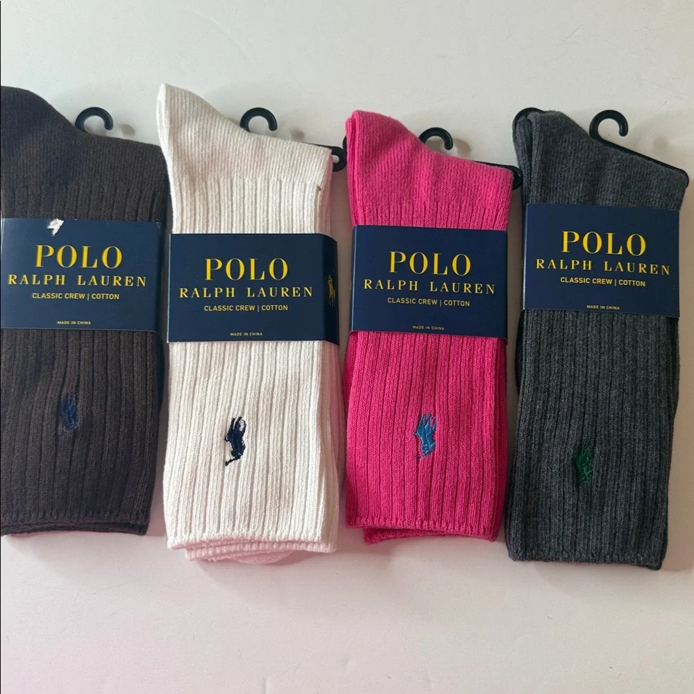Polo Ralph Lauren Classic Cotton Crew Socks 4 Pairs Large
