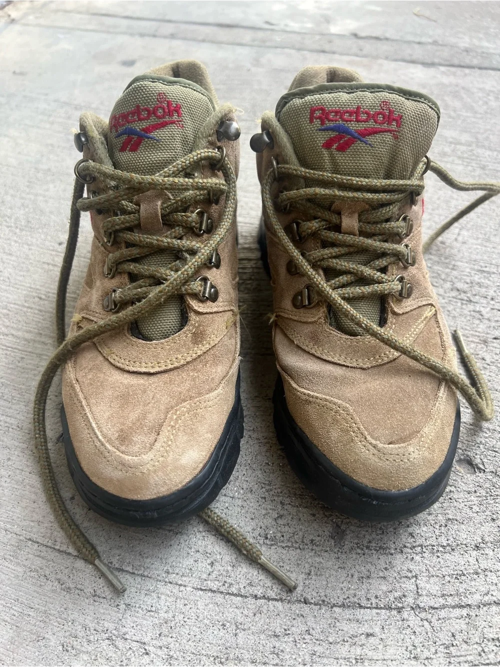 Vintage Retro 80’s Reebok Brown Olive Suede Hiking Boots Women 8 Men 6