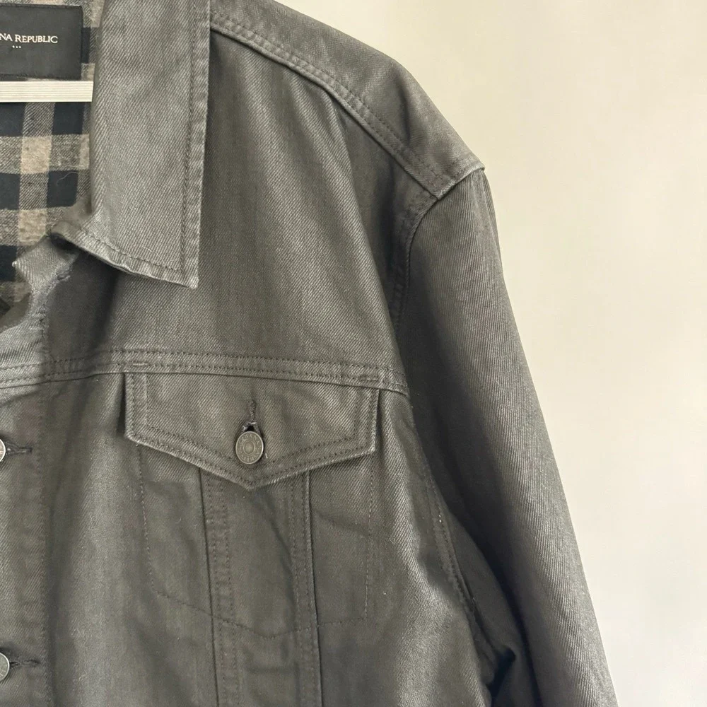 Banana Republic Mens Heritage‎ Black Coated Denim Jacket XXL Modern City Slick