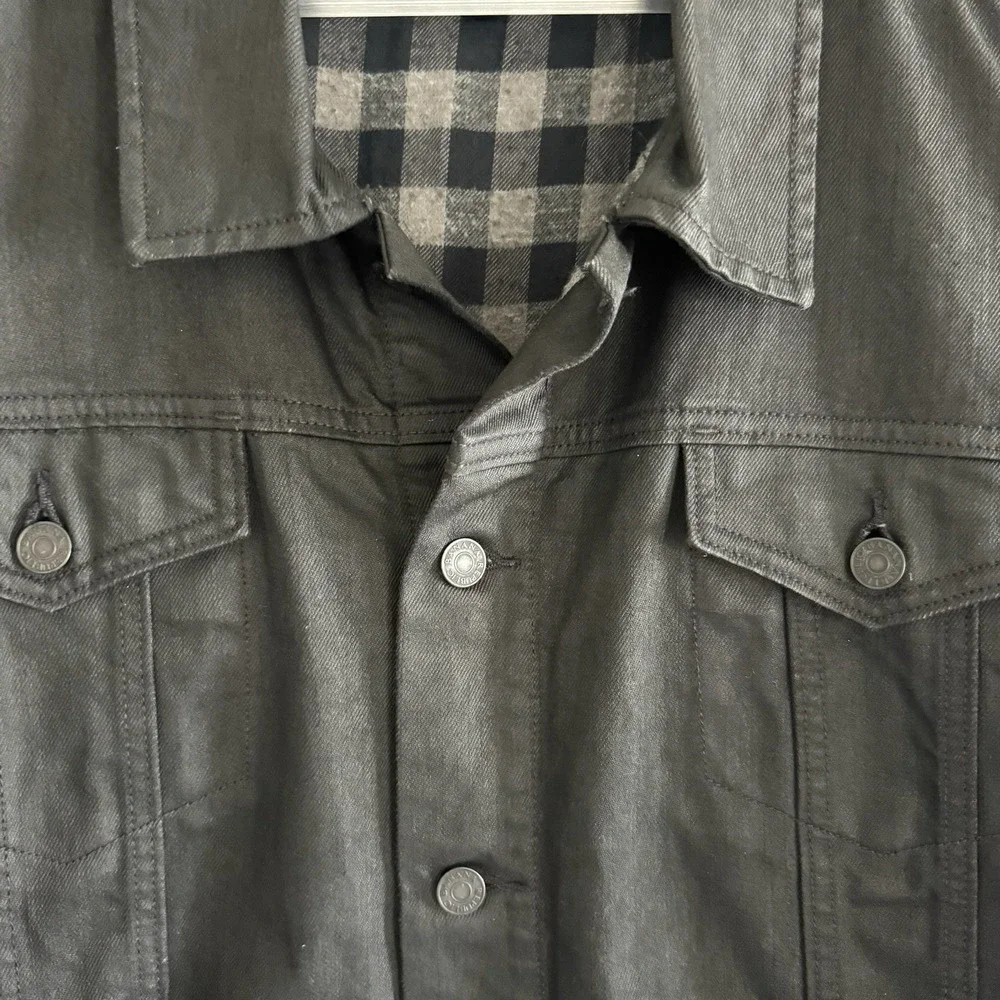 Banana Republic Mens Heritage‎ Black Coated Denim Jacket XXL Modern City Slick