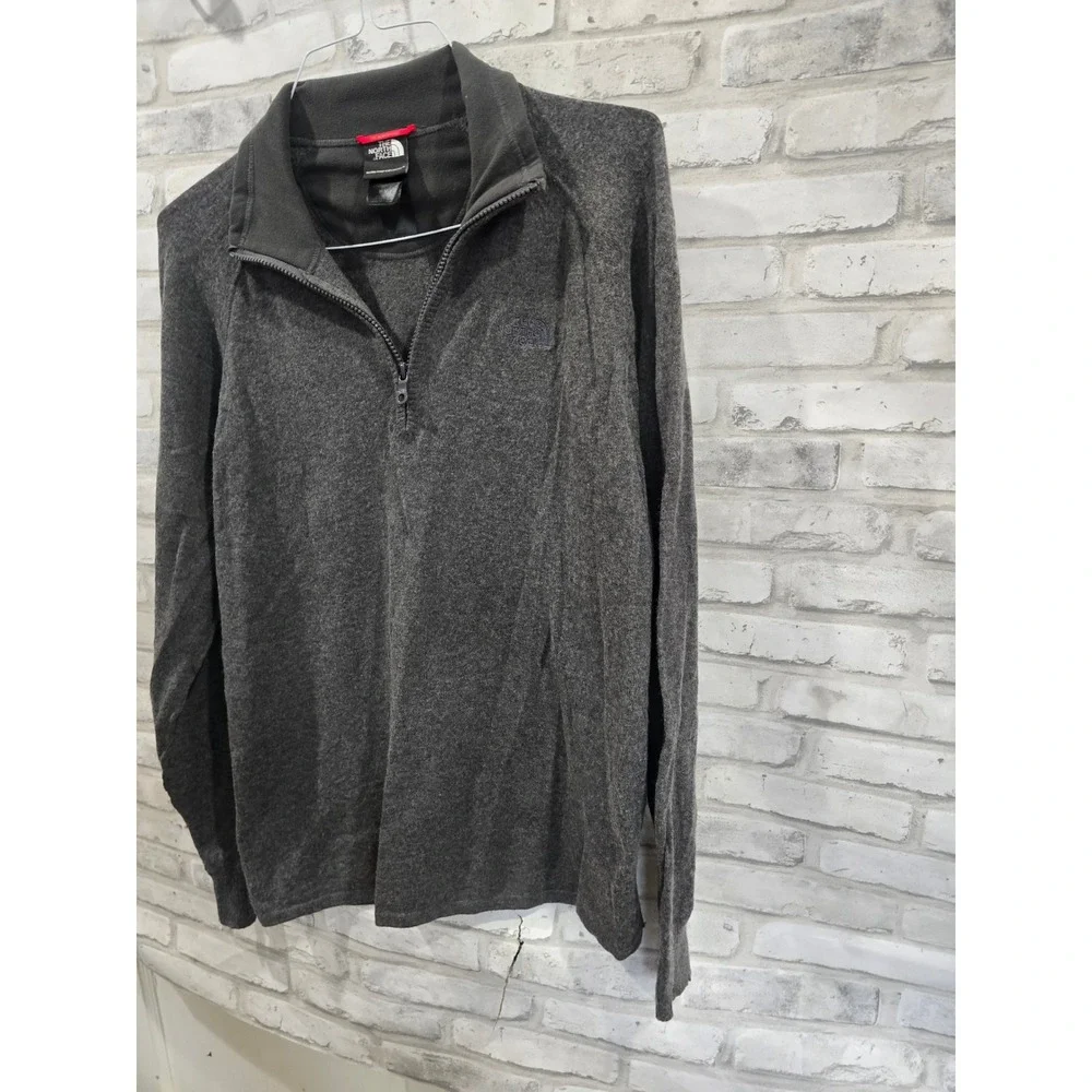 The North Face TNF 1/4 Zip Jacket Fleece Pullover Sweater LS Size M Gray Mens‎