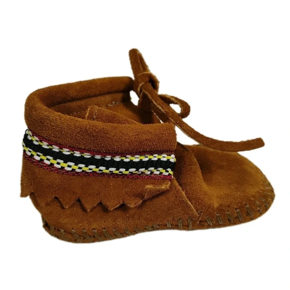Minnetonka Infant Unisex Size‎ 1 Baby Moccasins Shoes Leather
