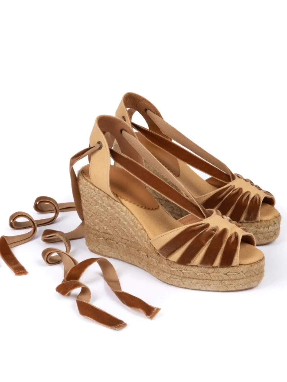 Penelope Chilvers High Catalina Dali Espadrilles in Honey Gold Sz 7