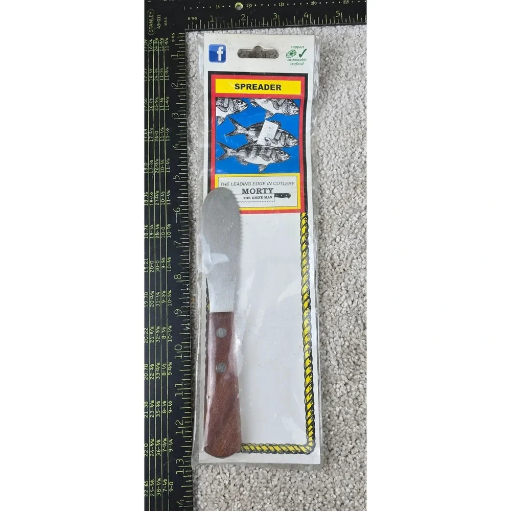 Morty The Knife‎ Man Spreader Brown Wood Handle Stainless Steel Serrated