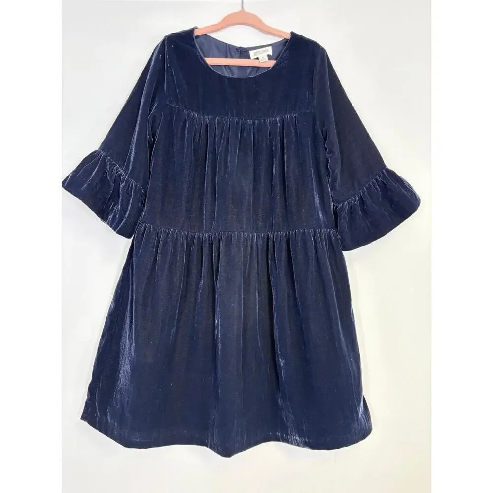 Gymboree Girls Blue Velvet Dress Lined Holiday Party‎ Wedding Size 7