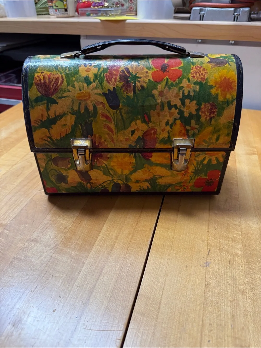 Floral Print vintage decoupage? Lunchbox - Yellow Multi