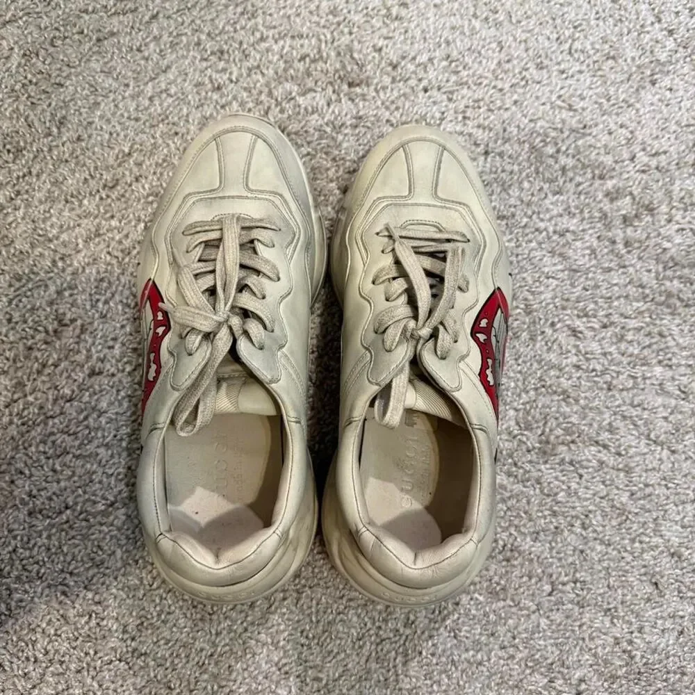 Gucci Men's Cream and Tan Trainers