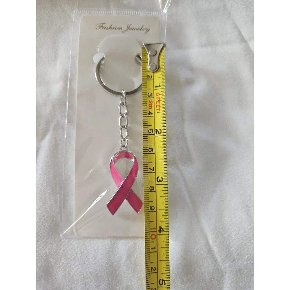 Breast Cancer Awareness Pink Ribbon Keychain‎