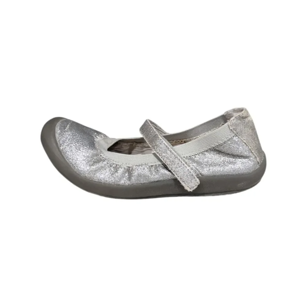 Hanna Andersson Silver Glitter Shiny Maya mary jane Elastic Flats Girls Size 13