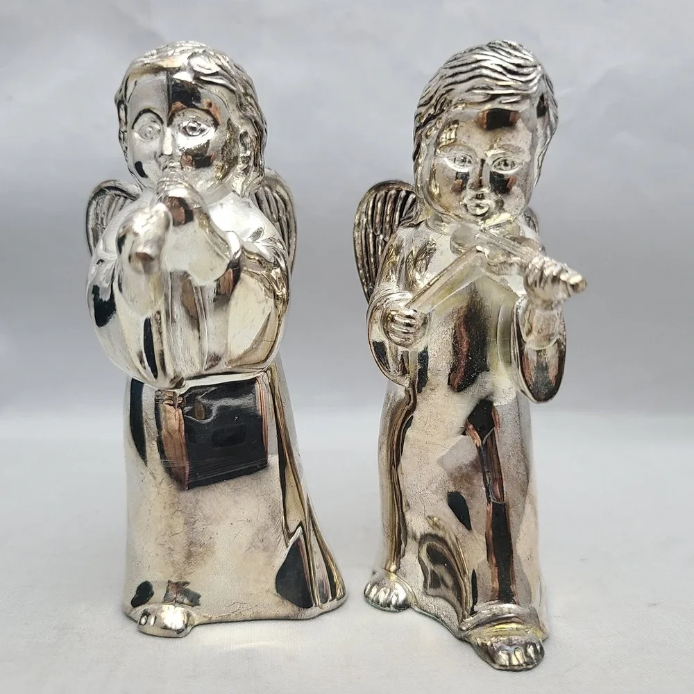 Vintage Godinger Silver Art Company Angel Cherubs Salt & Pepper Shakers With Box