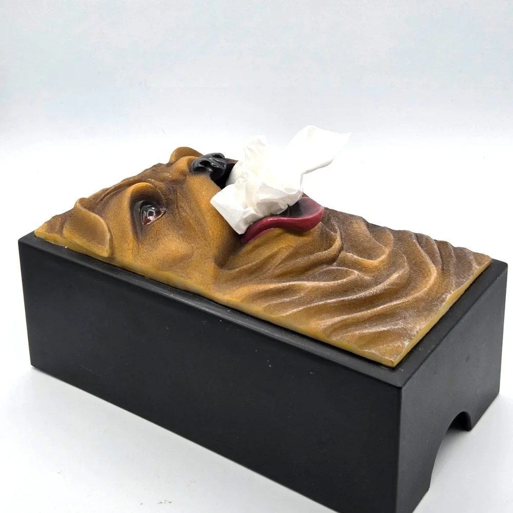 3D Dog Wooden‎ Kleenex Tissue Box Cover Holder UNIQUE