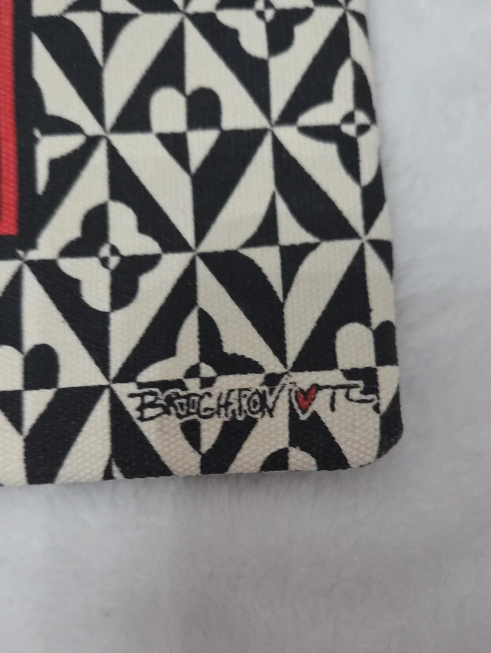 Brighton Black & White LOVE Zip Pouch with Red Heart
