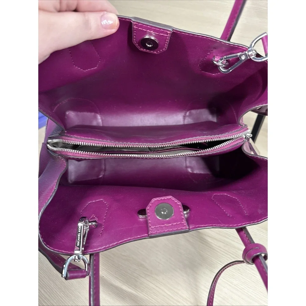 MICHAEL KORS STUDIO Mercer Purple Magenta Leather Large Convertible Tote‎ Bag