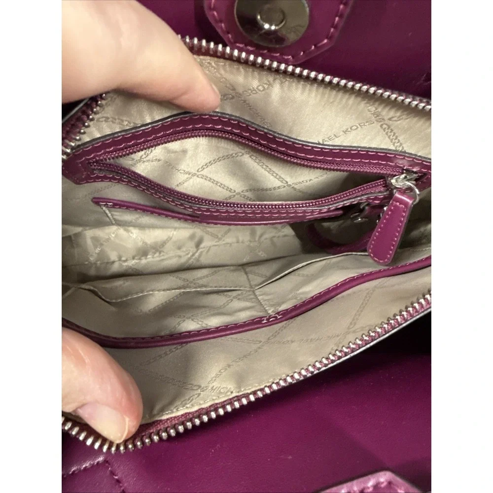MICHAEL KORS STUDIO Mercer Purple Magenta Leather Large Convertible Tote‎ Bag