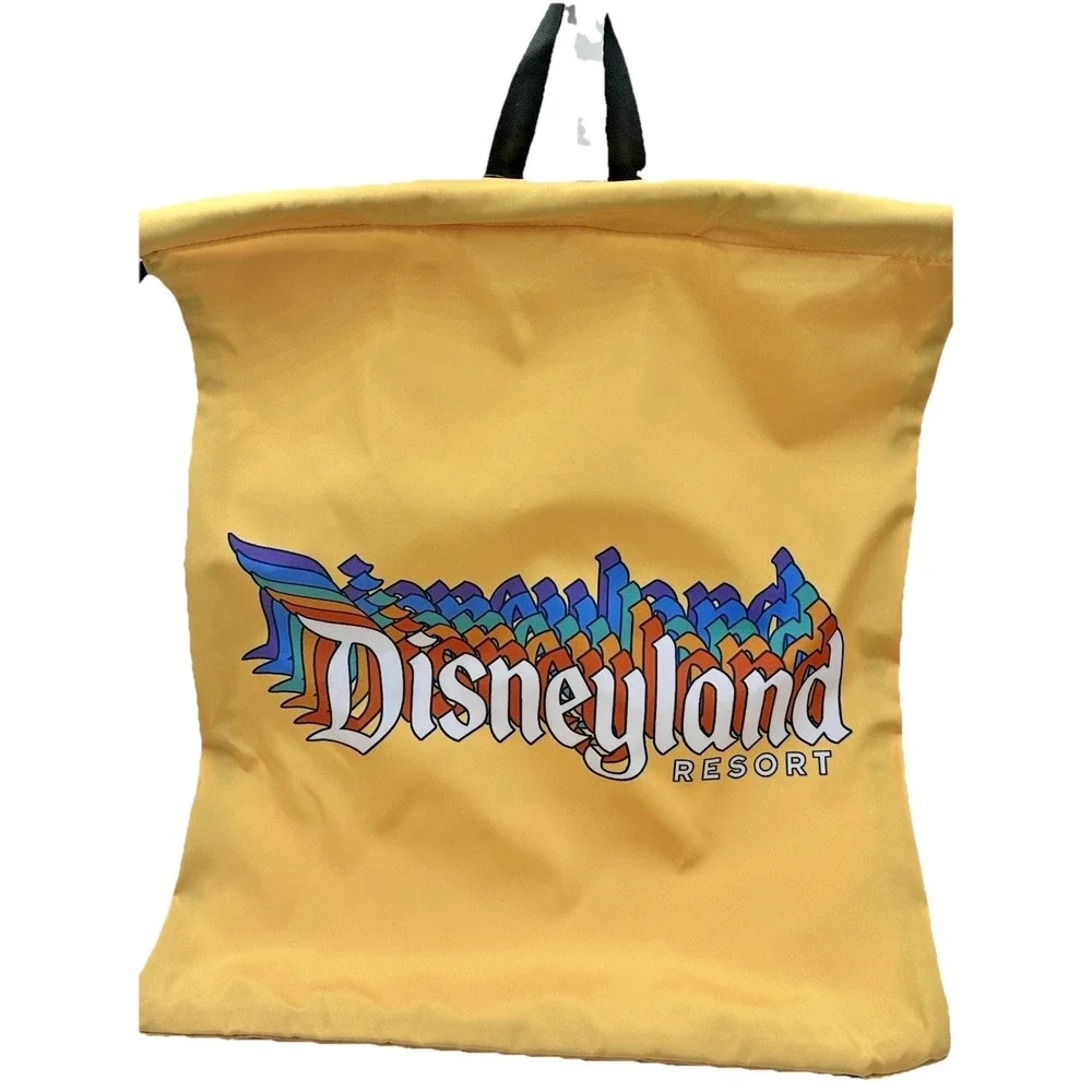 Disneyland Resort Retro Rainbow Logo‎ Yellow Drawstring Backpack Bag New