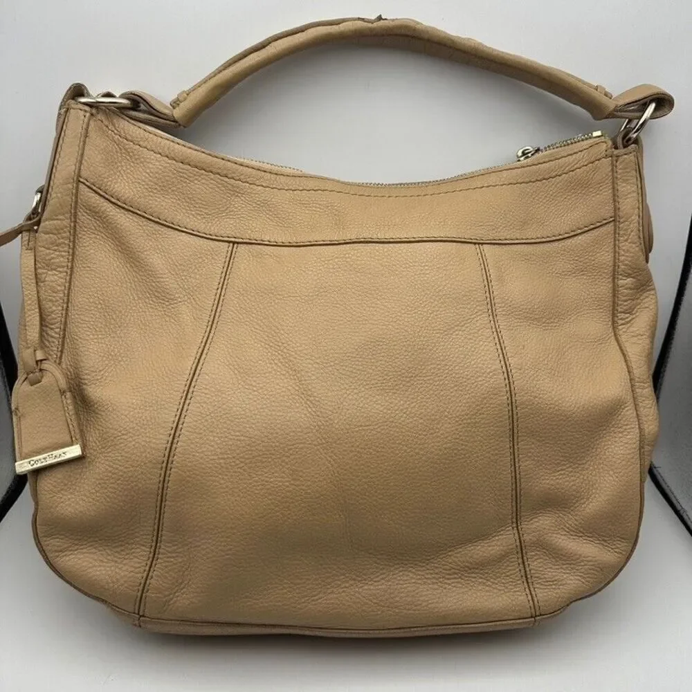 Cole Haan Hobo Shoulder Bag Women's Sandstone Tan Zip‎ Pockets Top Zip Logo