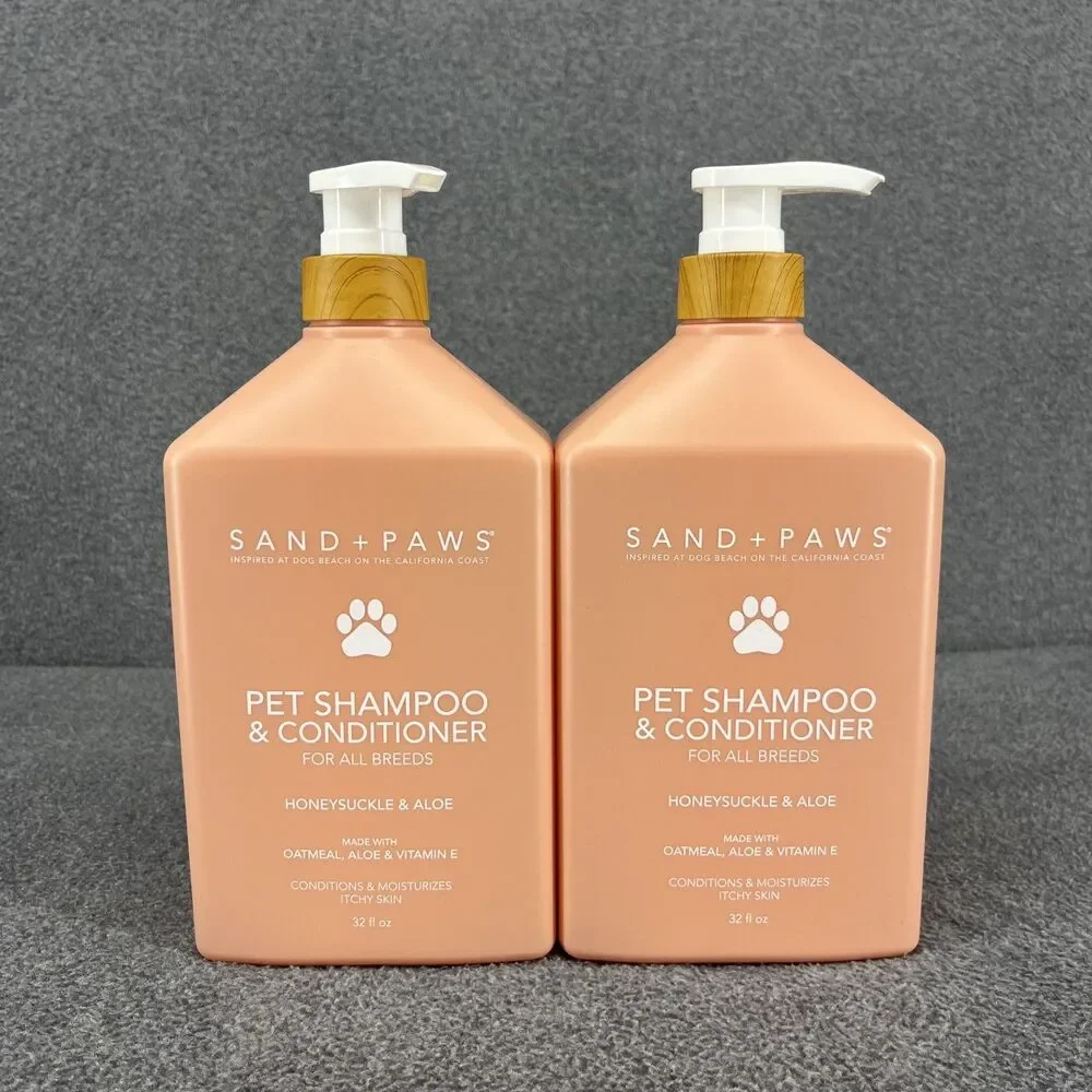 2x Sand + Paws Honeysuckle & Aloe Pet Shampoo & Conditioner 32 fl oz‎