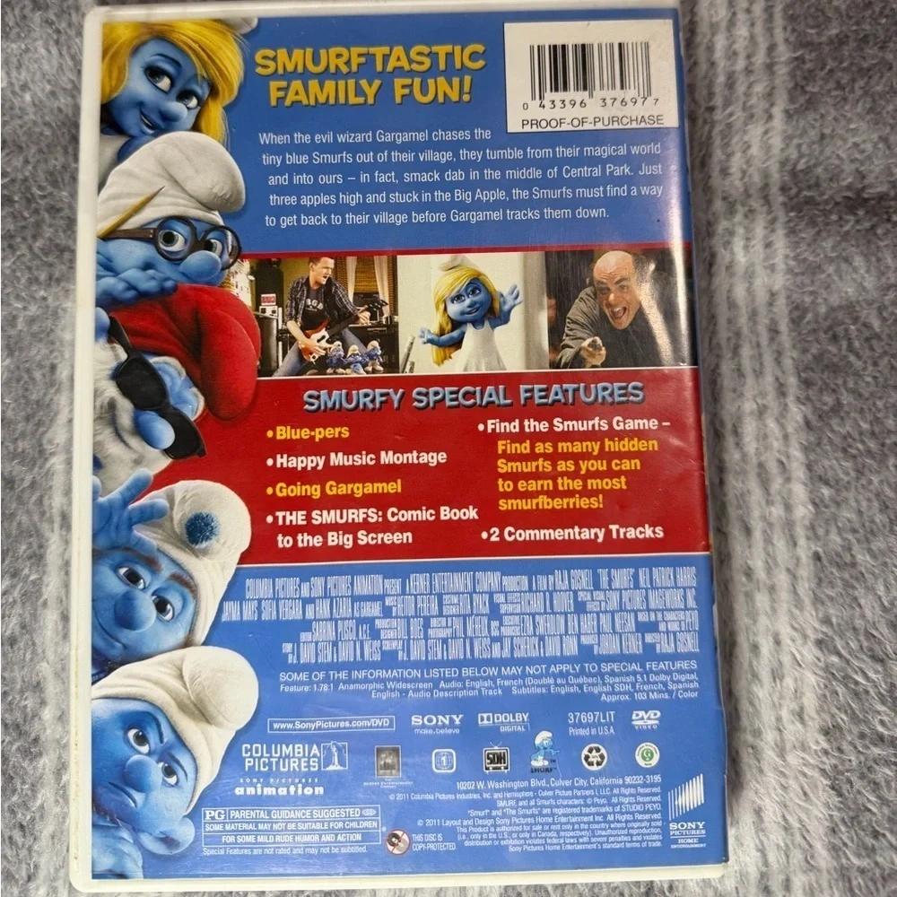 The Smurf’s DVD 2011 Live Action/ Animated Film