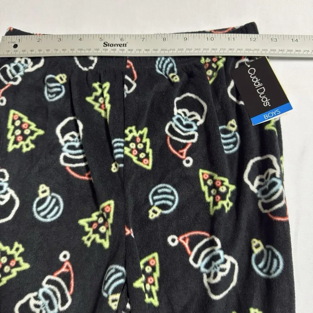 Cuddl Duds Fleece Sleep Lounge Pants Pajamas Boys Large (10/12) Christmas