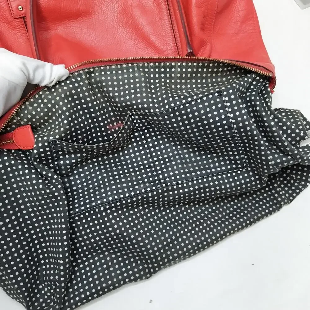 Kate Spade New York Red Pebbled Leather Double Handles Satchel Shoulder Bag