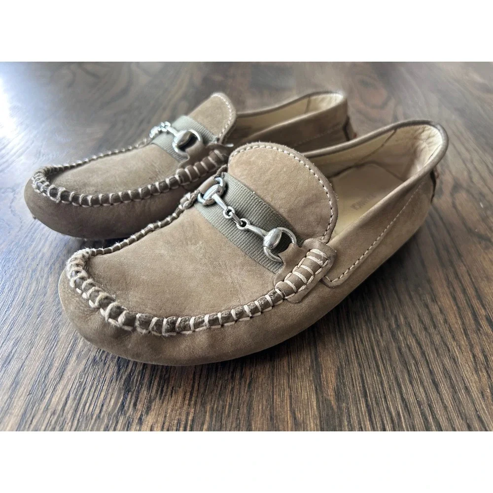 Primigi Kids Tan Leather Horsebit Driving Loafers Taupe Slip On Shoes Size 1Y