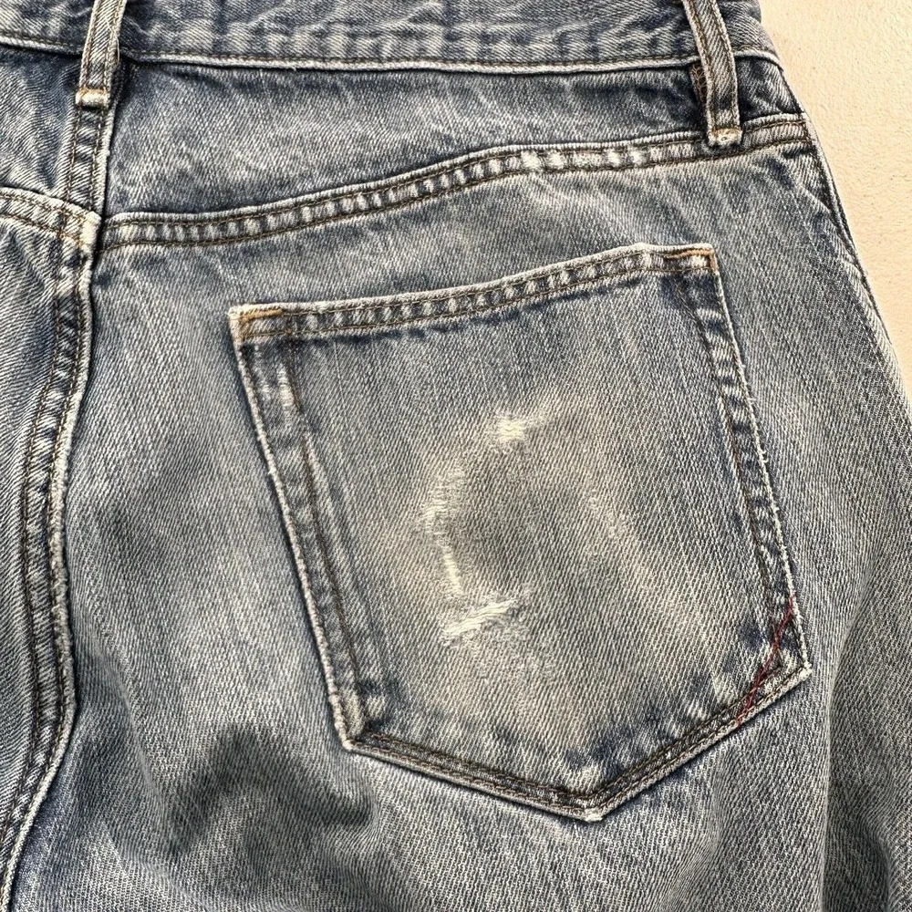 Banana Republic Mens 35x29 Distressed Jeans 100% Cotton Relaxed Fit Bootcut Blue