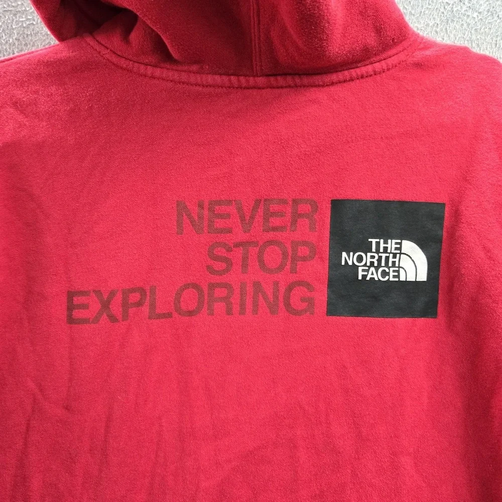 The‎ North Face Men Hoodie M Red Logo Embroidery Never Stop Exploring