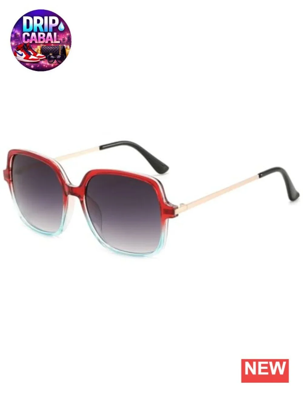 Retro Square Sunglasses Unisex Oversized Gradient UV400 Metal Frame Shades