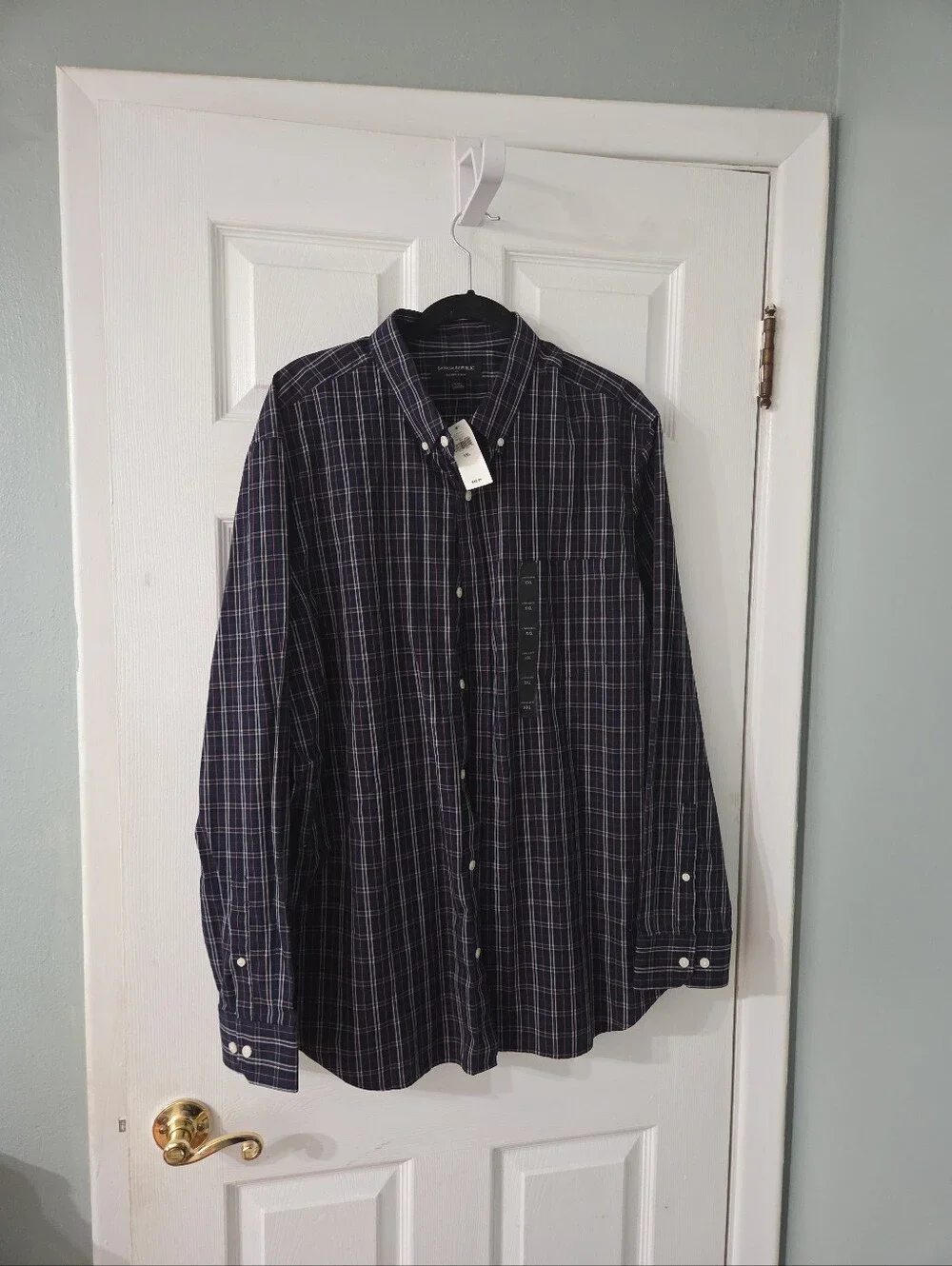 Banana Republic Men's Long-Sleeve Tailored Slim Fit Plaid Shirt.  XXL. NWT