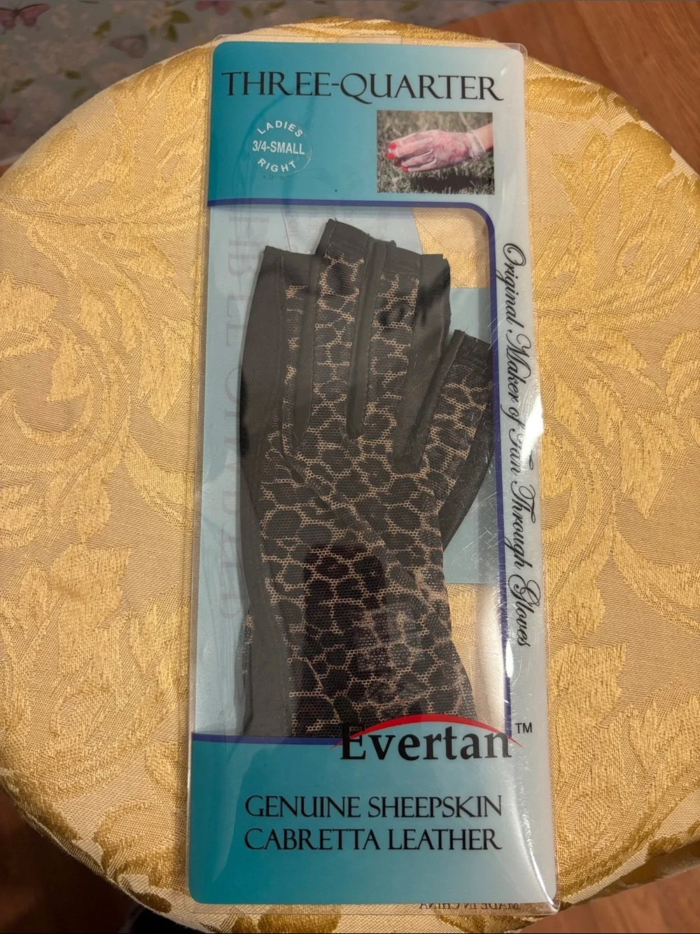 OneThree-Quarter Genuine Sheepskin Cabretta Leather Glove Brown Leopard Pattern