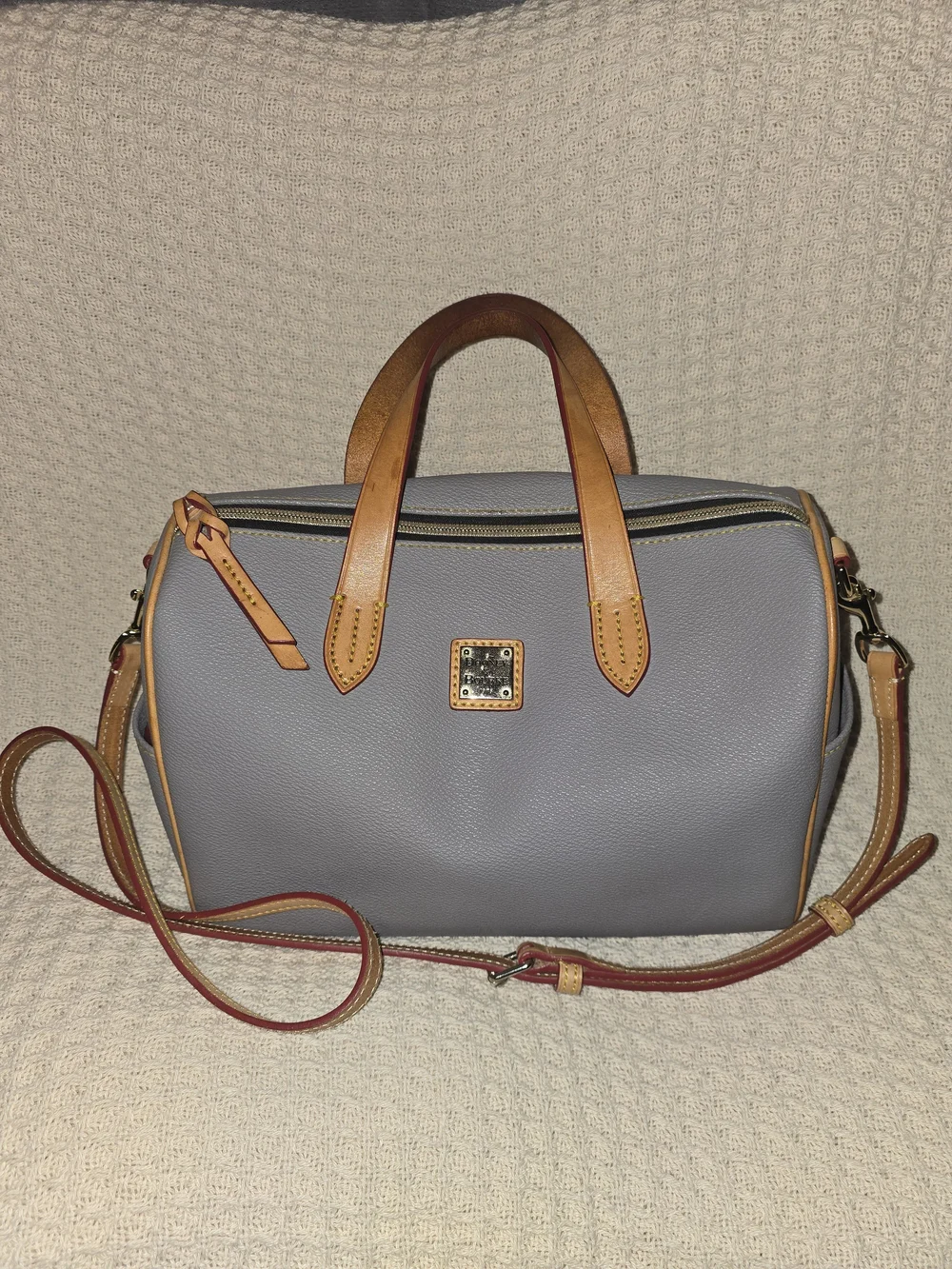 DOONEY & BOURKE Carley Olivia Satchel Grey Coated Cotton Barrel Bag Crossbody