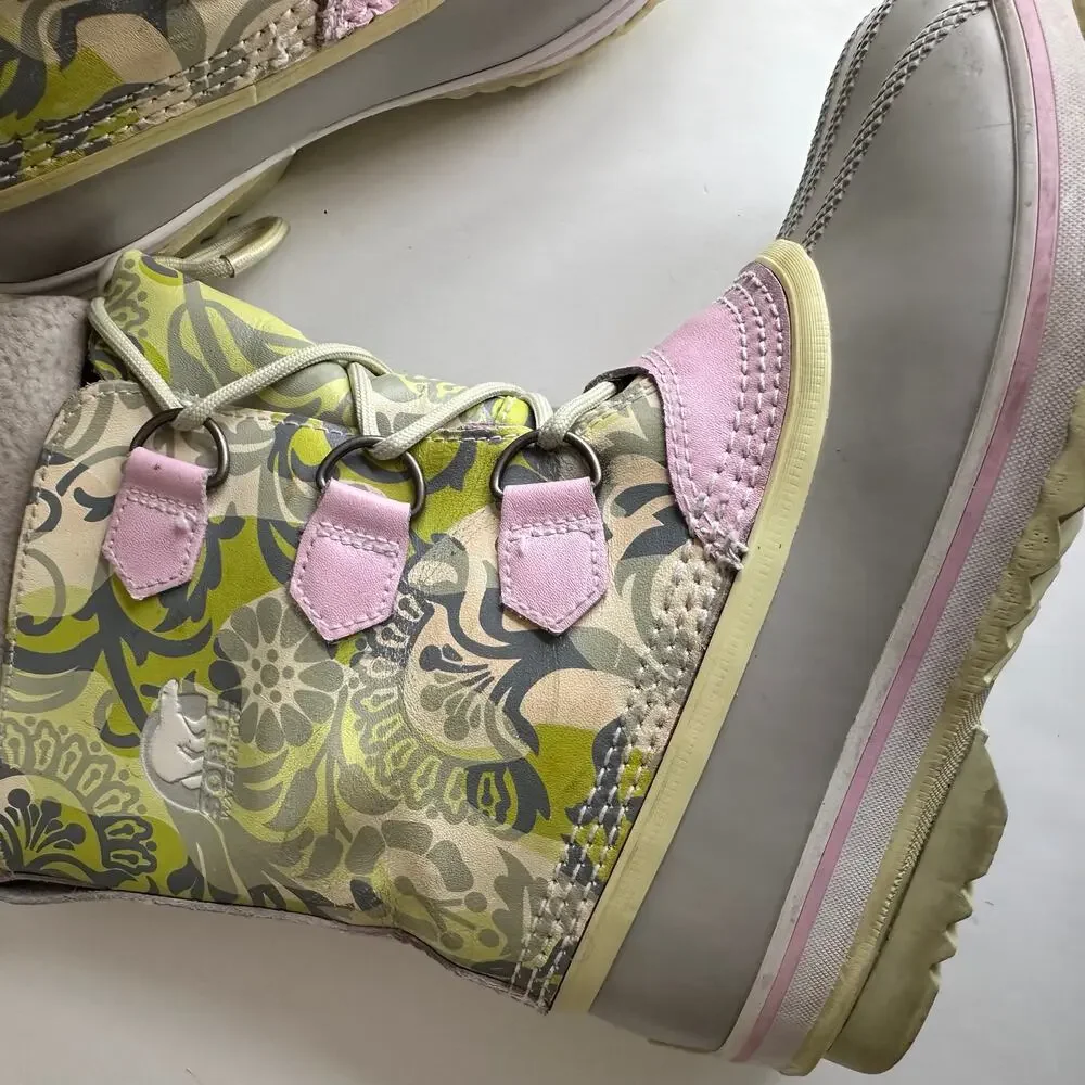 Sorel Yoot Pac Floral Pastel Winter Snow Boots - Size 4