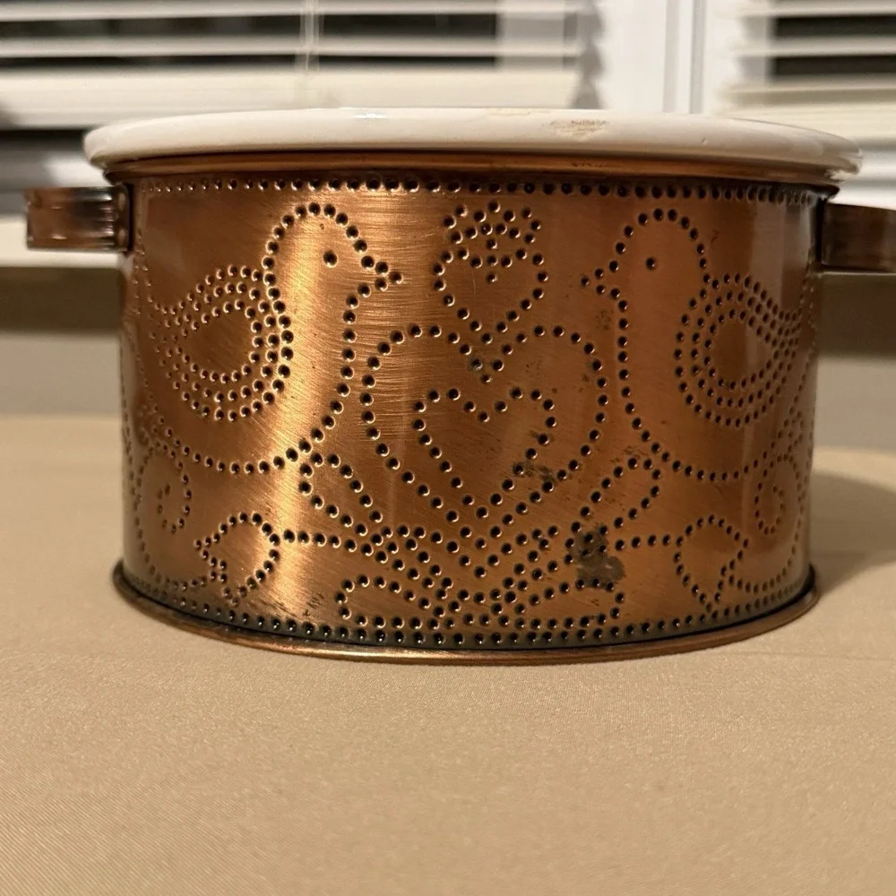 Vintage Primitive COPPER Love‎ Bird Peace Doves Casserole Bowl SET