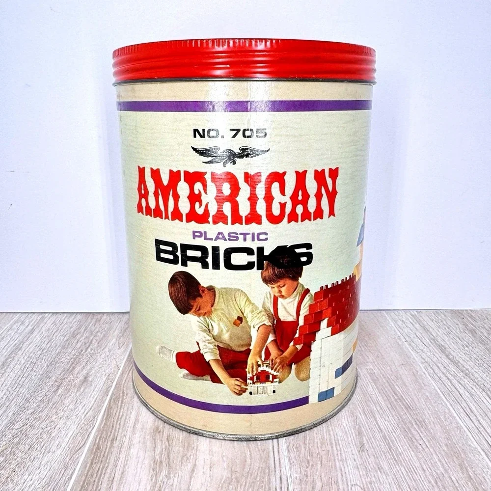 American Plastic Bricks No 705‎ Vintage Building Set Tin 1960s READ