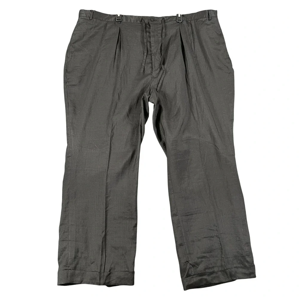 Successo Uomo By Phita Drawstring 100% Linen Trousers Men 5XL 52x32 Beach Casual