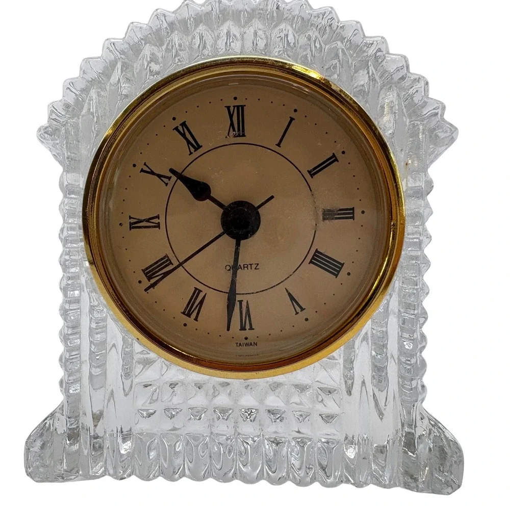 Vintage‎ Imperial 24% Lead Crystal Quartz Mantel Clock AD 433 Tested & Working