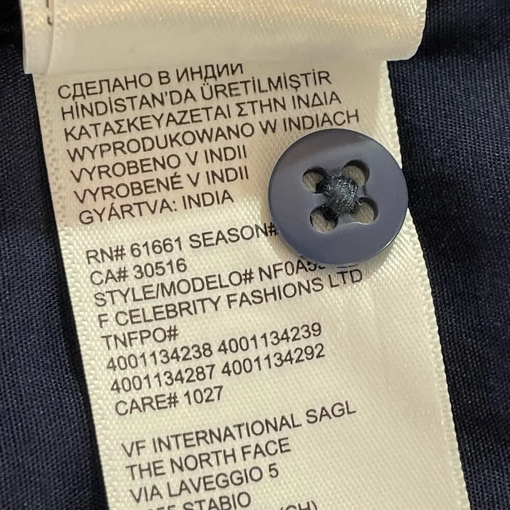 The North Face sizing note