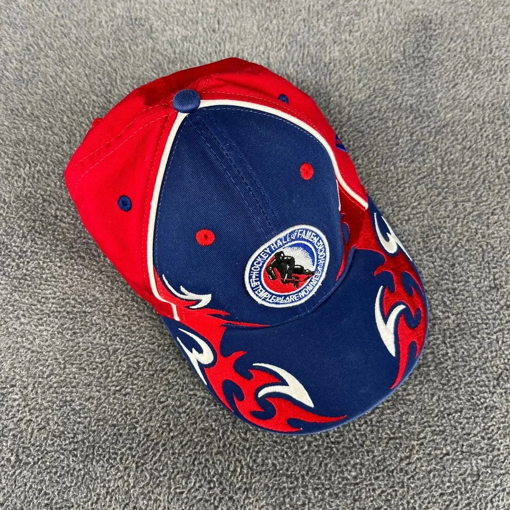 New‎ Era 9FORTY Hockey Hall of Fame Hat Youth Blue Red Flame Embroidered Cap NHL