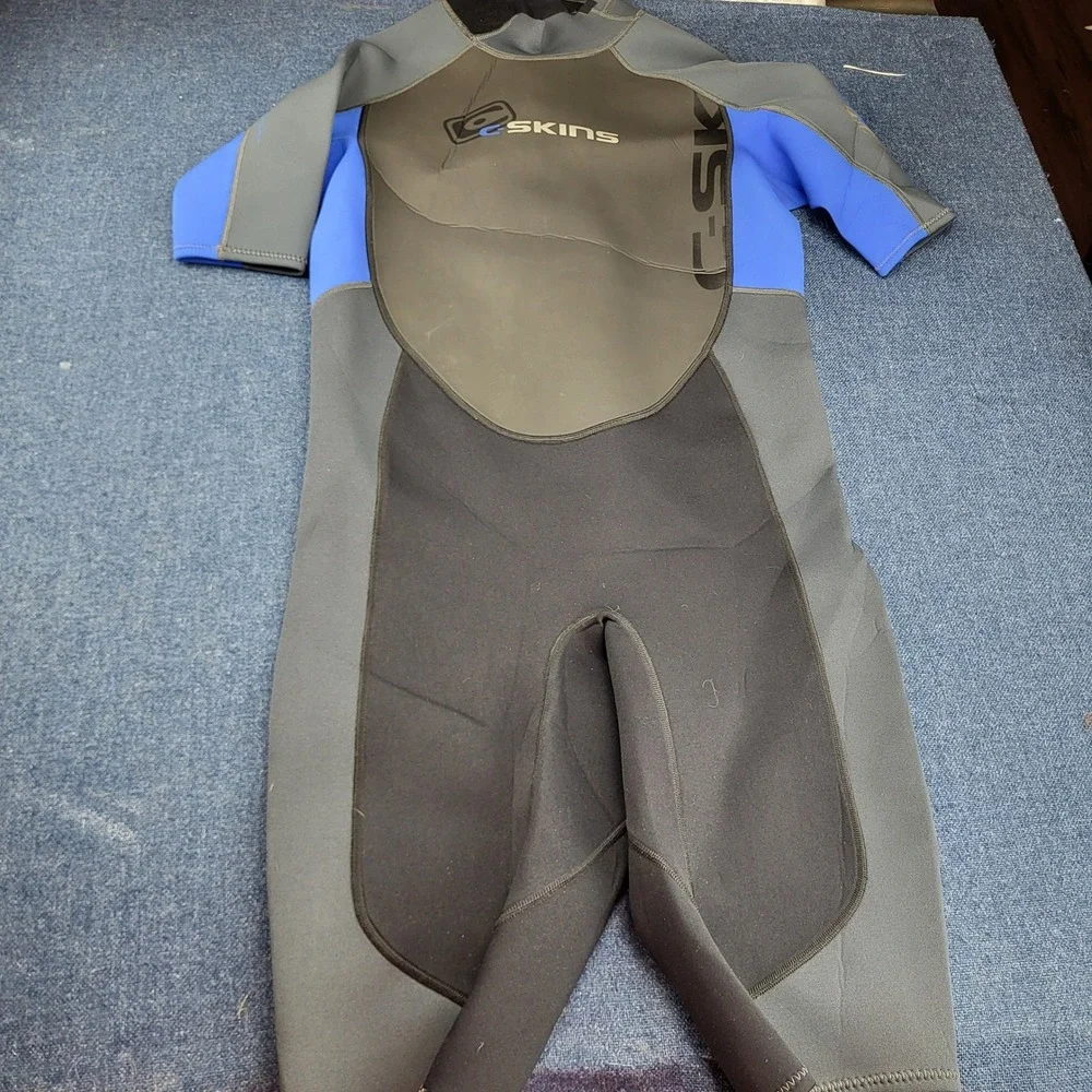 C-Skins C-Atom Wetsuit XXL Mens Blue Grey Shorty Short Sleeve Back Zip Neoprene